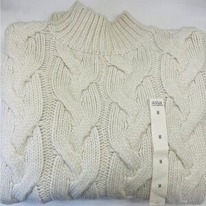 a.n.a Women's Ivory Cable Knit Turtleneck Sweater
